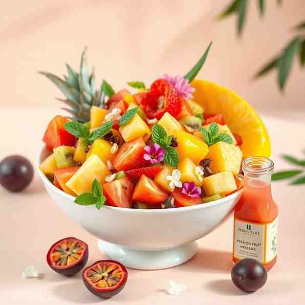 Tropical Fruit Salad - Easy Recipe with Passion Fruit Dressing